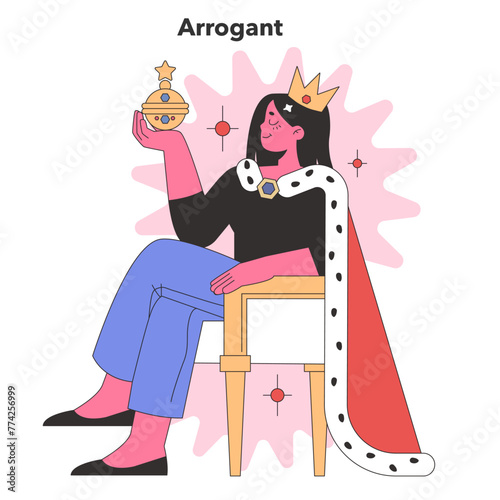 Arrogant Personality depiction. Flat vector illustration photo