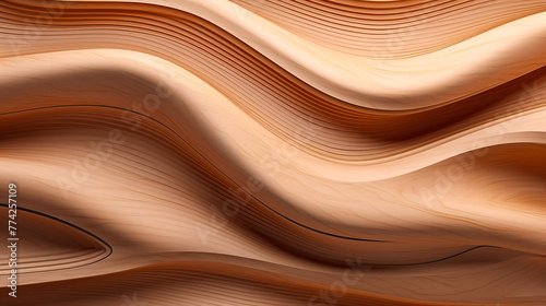Fototapeta Naklejka Na Ścianę i Meble -  Wood curved wavy 3D wall panel