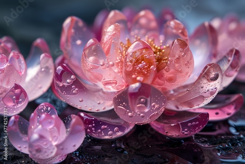 A pink flower with droplets of water on it