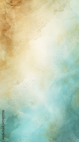 Beige Sky Blue Olive abstract watercolor paint background barely noticeable with liquid fluid texture for background, banner with copy space and blank text area 