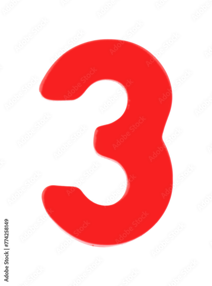 3 three magnetic letter with clipping path 3 three magnetic letter with clipping path