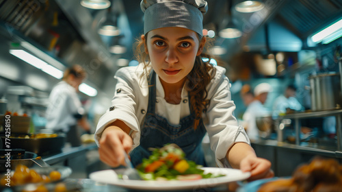 woman chef preparing in kitchen