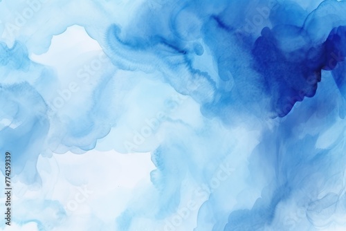 Blue abstract watercolor stain background pattern 