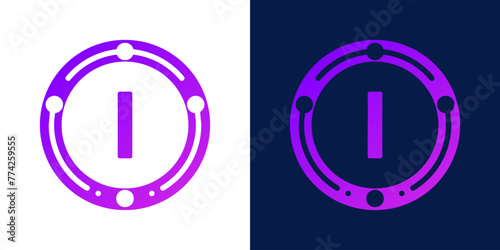 letter I logo design with dotted gradient digital circles, for digital, technology, data