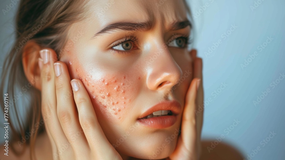Red itching skin rash acene dot due to allergy Red itching skin rash acene dot due to allergy