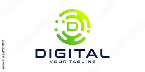 Letter D Circle Technology Logo Design Template digital circle, technology, data, connection, network