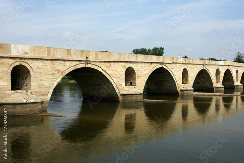 Meric Bridge, located in Edirne, Turkey, was built in 1847. © sinandogan