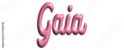 Gaia - pink color with dots, fabric style -name - three-dimensional effect tubular writing - Vector graphics - Word for greetings, banners, card, prints, cricut, silhouette, sublimation