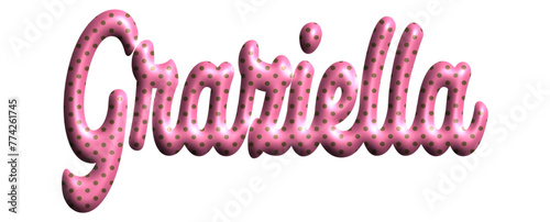 graziella - pink color with dots, fabric style -name - three-dimensional effect tubular writing - Vector graphics - Word for greetings, banners, card, prints, cricut, silhouette, sublimation