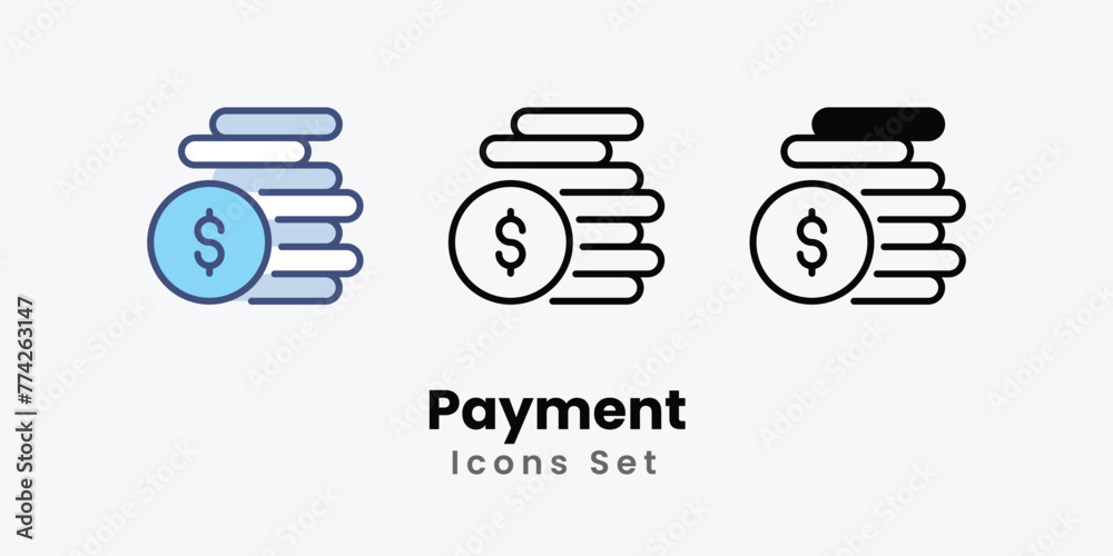 Payment icon thin line and glyph vector icon stock illustration Payment icon thin line and glyph vector icon stock illustration