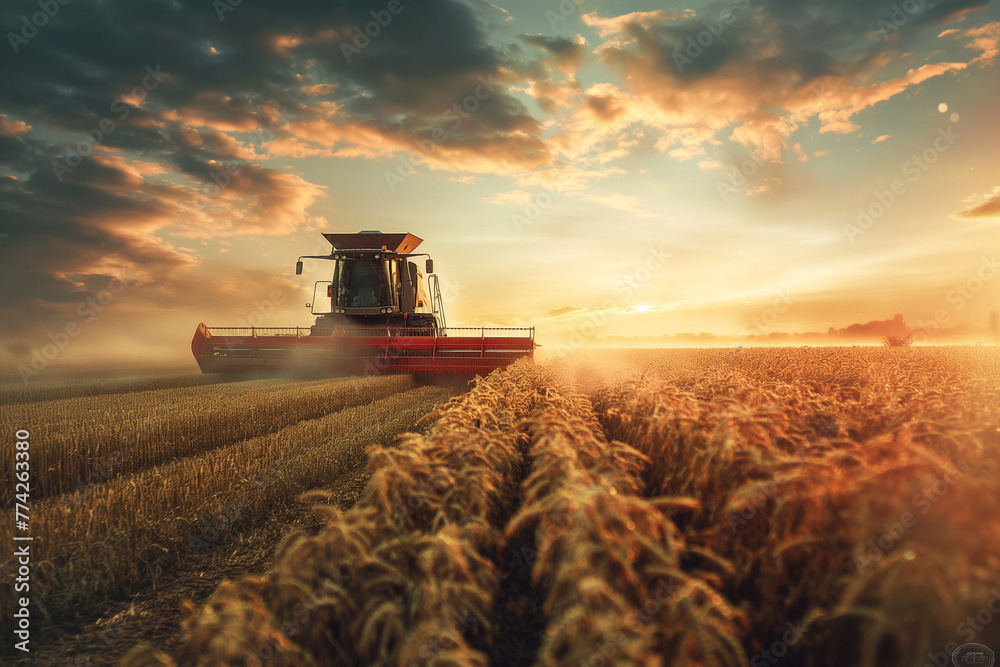 Fototapeta premium Harvesting technology, agricultural industry technology concept.