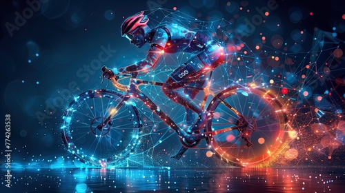 Abstract digital image of a cyclist. with a moving bicycle © PT