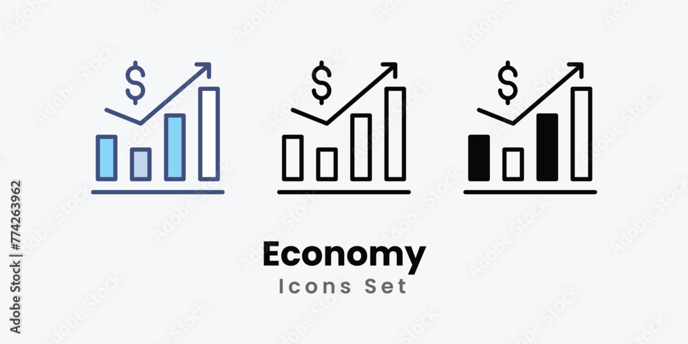 Economy icon thin line and glyph vector icon stock illustration