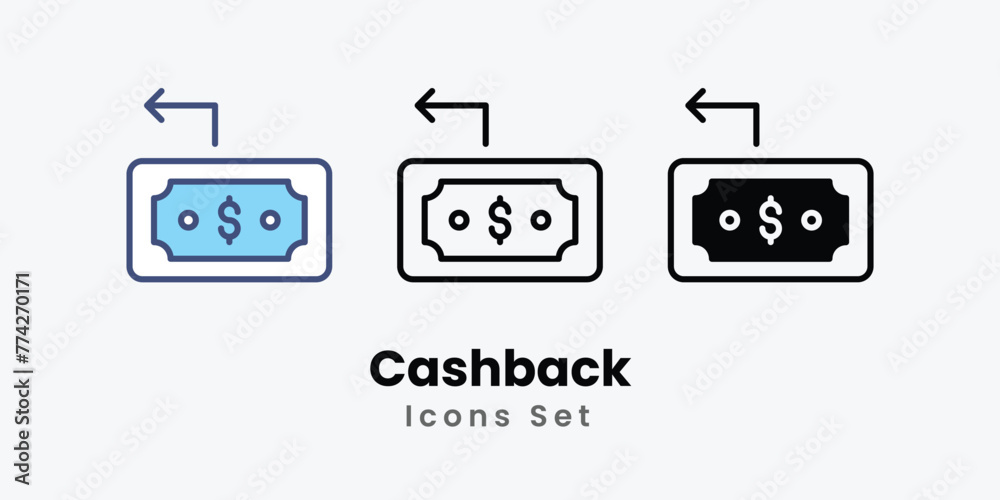 Cashback icon thin line and glyph vector icon stock illustration Cashback icon thin line and glyph vector icon stock illustration