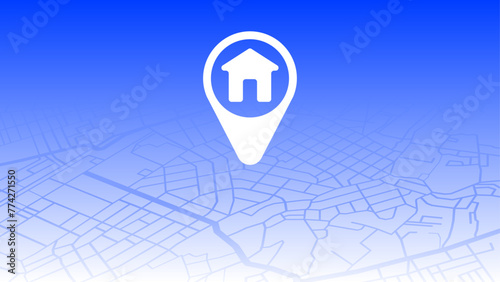 Ubicación de la dirección de una casa señalada en un mapa 