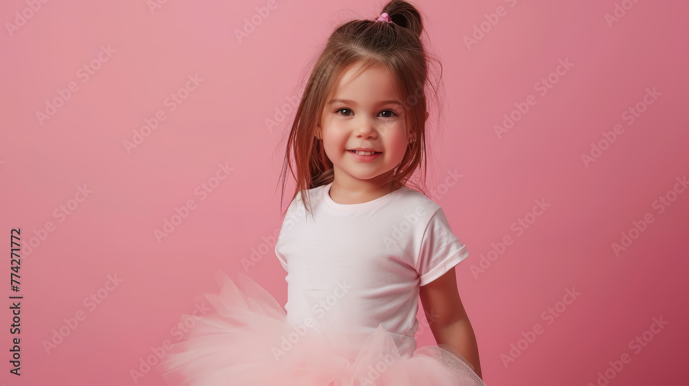 studio photo of a small smiling stylish girl in a fluffy skirt and T-shirt on a color background, child, children, toddler, baby, kid, clothing, emotional face, expression, joy, smile, fun, pink studio photo of a small smiling stylish girl in a fluffy skirt and T-shirt on a color background, child, children, toddler, baby, kid, clothing, emotional face, expression, joy, smile, fun, pink