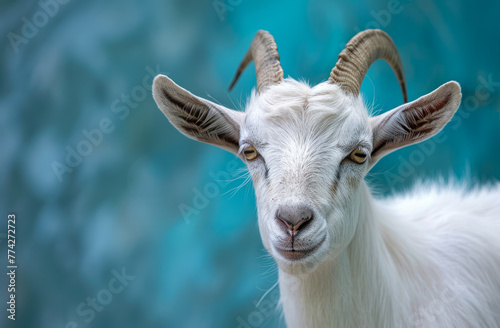 Portrait of goat with horns