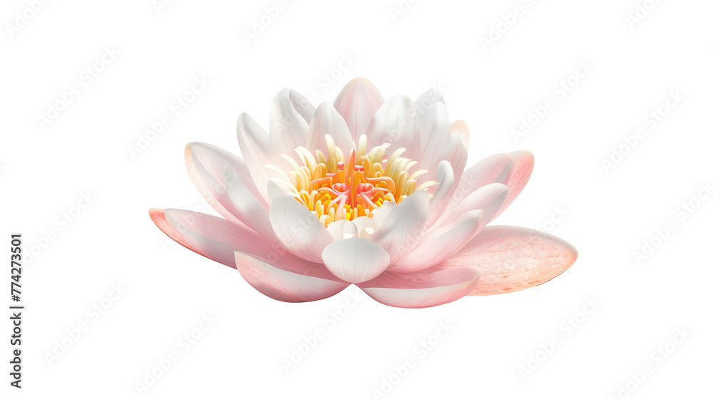 Pink water lily flower (lotus) on transparent background. The lotus flower (water lily) is national flower for India, Asian culture