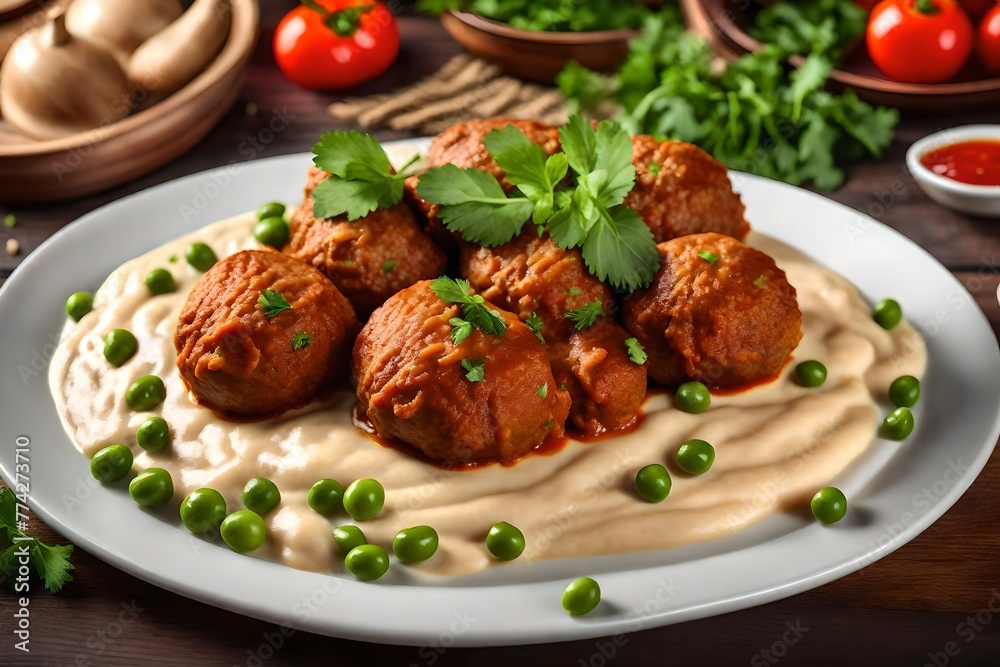 Turkish Food Hasanpasa Kofte - Kofta with Puree Turkish Food Hasanpasa Kofte - Kofta with Puree