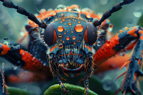 Generate a surreal landscape where abstract insects take center stage, their delicate features magnified in stunning close-up shots © Izhar