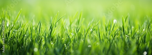 Fresh green grass background in sunny summer day in park