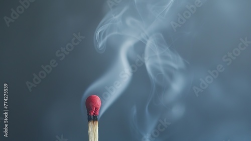 close-up of smoke rising from a snuffed match against a gray backdrop