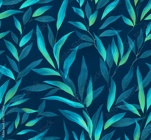 repetition watercolor design of leaves