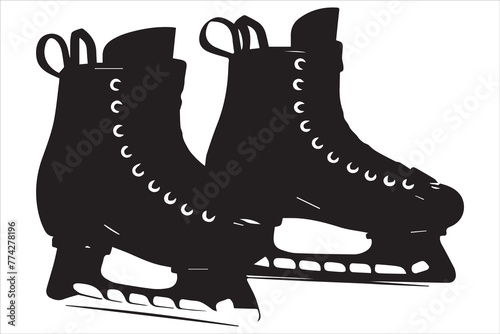 Vector riding ice skates silhouette isolated on white background