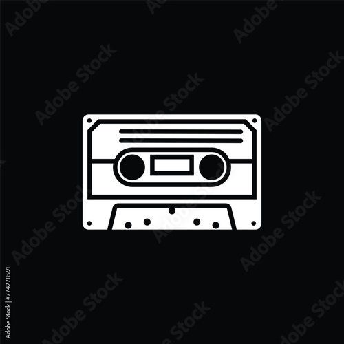 Original vector illustration. The contour icon of a retro audio cassette. © artmarsa