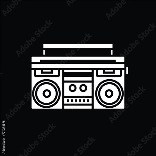 Original vector illustration. The outline icon of a portable stereo recorder. A boombox. A design element. © artmarsa