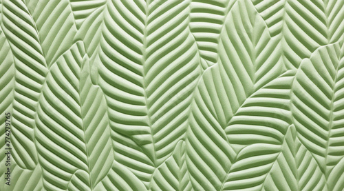 Tropical green leaves embossed pattern for wallpaper