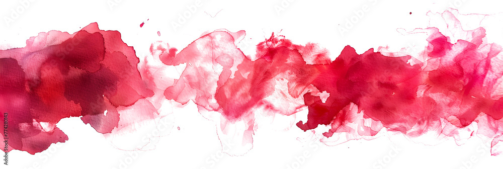 Red and pink watercolor smudge pattern on transparent background.