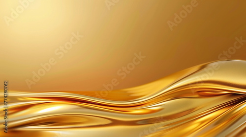 Gold satin or silk wavy abstract background with blank space for text.