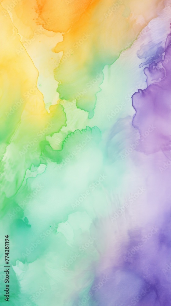 Green Purple Orange abstract watercolor paint background barely noticeable with liquid fluid texture for background, banner with copy space and blank text area 