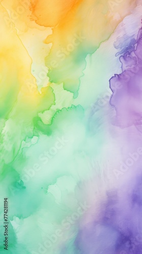 Green Purple Orange abstract watercolor paint background barely noticeable with liquid fluid texture for background, banner with copy space and blank text area 