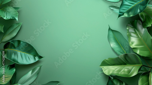 Tropical leaves frame background with copy space.