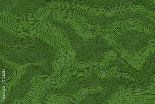 Green topographic line contour map seamless pattern background with copy space