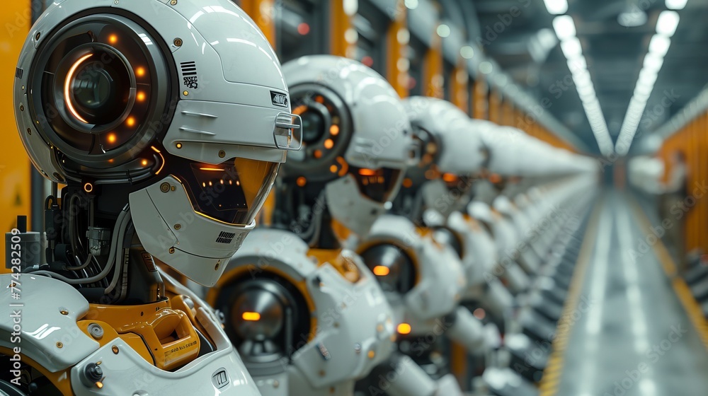 Robots, guided by AI, for efficient warehousing operations. Robots, guided by AI, for efficient warehousing operations.