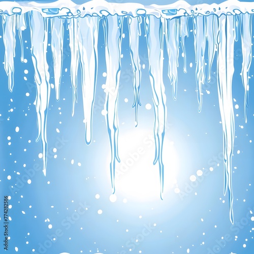 blue gradient background with icicles hanging from the top edge