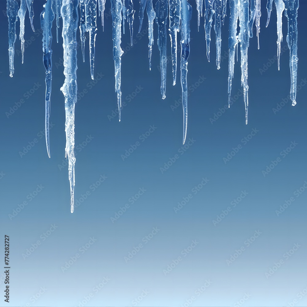 Fototapeta premium blue gradient background with icicles hanging from the top edge