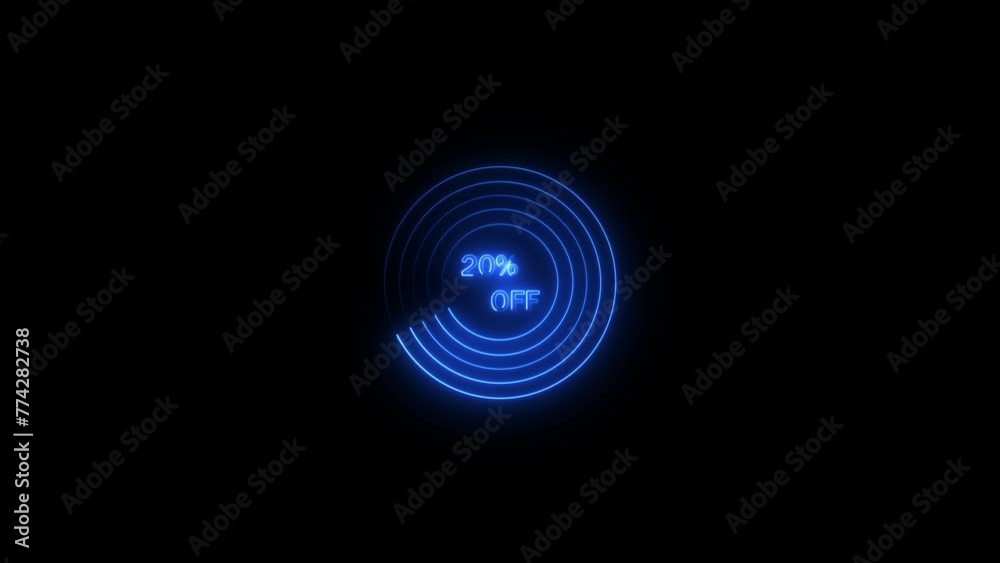 Pink Neon 20% Off flickering Animation in neon circle
