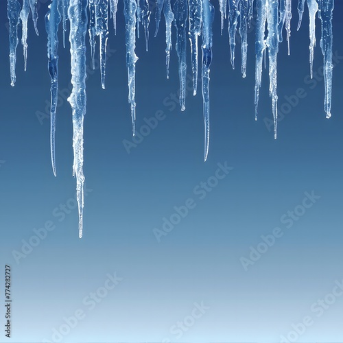 blue gradient background with icicles hanging from the top edge