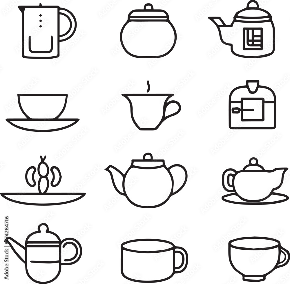 Icon Set Thin Line icon on white background Icon Set Thin Line icon on white background