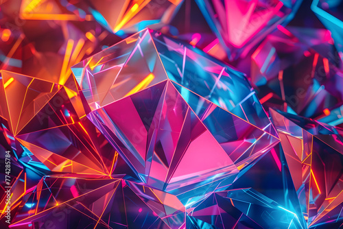Abstract background with diamonds with colorful lights.