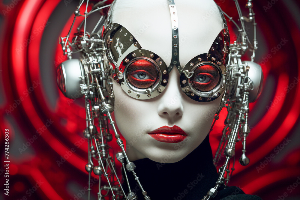 Defining her style, a woman adorns futuristic augmented reality glasses, a bold statement of individuality and cutting-edge technology for enhancing human perception and interaction with the world Defining her style, a woman adorns futuristic augmented reality glasses, a bold statement of individuality and cutting-edge technology for enhancing human perception and interaction with the world