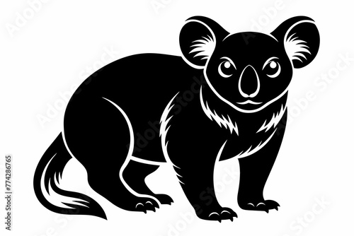 Fototapeta Naklejka Na Ścianę i Meble -  Animal koala silhouette black vector illustration 