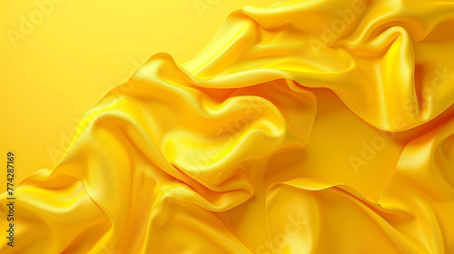 Yellow satin or silk wavy abstract background with blank space for text.