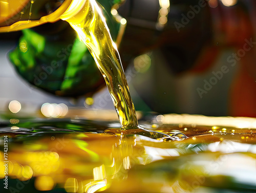 Close-up of biofuel being poured, a symbol of alternative energy replacing traditional gasoline