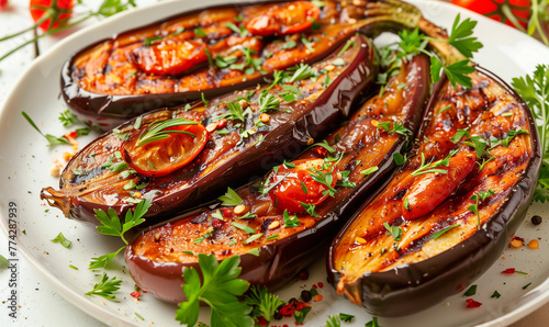 Herbaceous Bliss: Roasted Eggplants Stuffed with Seasonal Vegetables and Aromatic Herbs