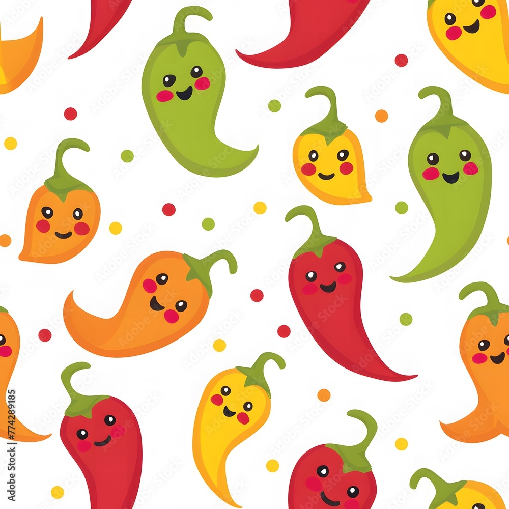 Chili Pepper core pattern, white background